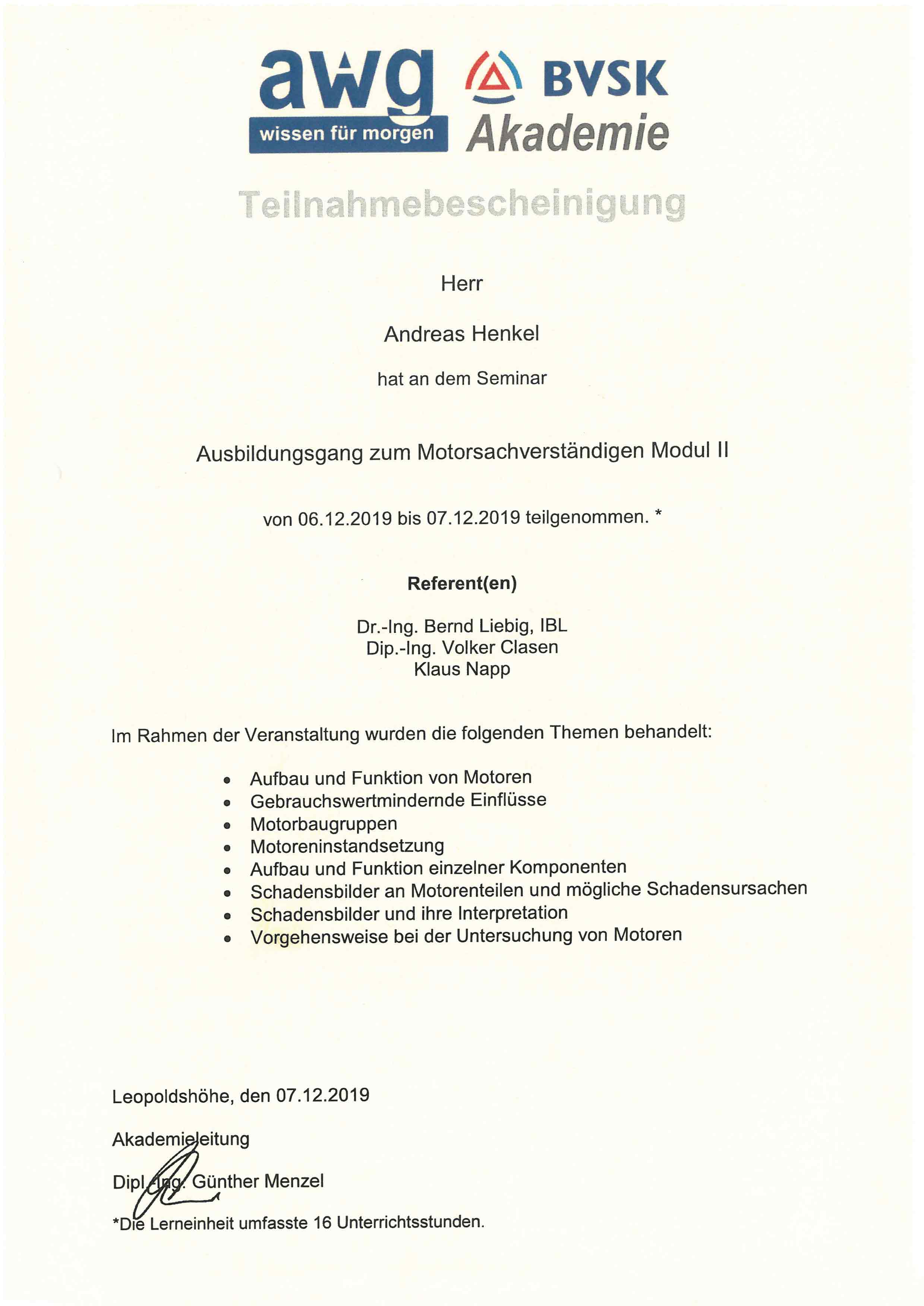 BVSK/AWG Akademi: Sachverständiger für Lacktechnik 