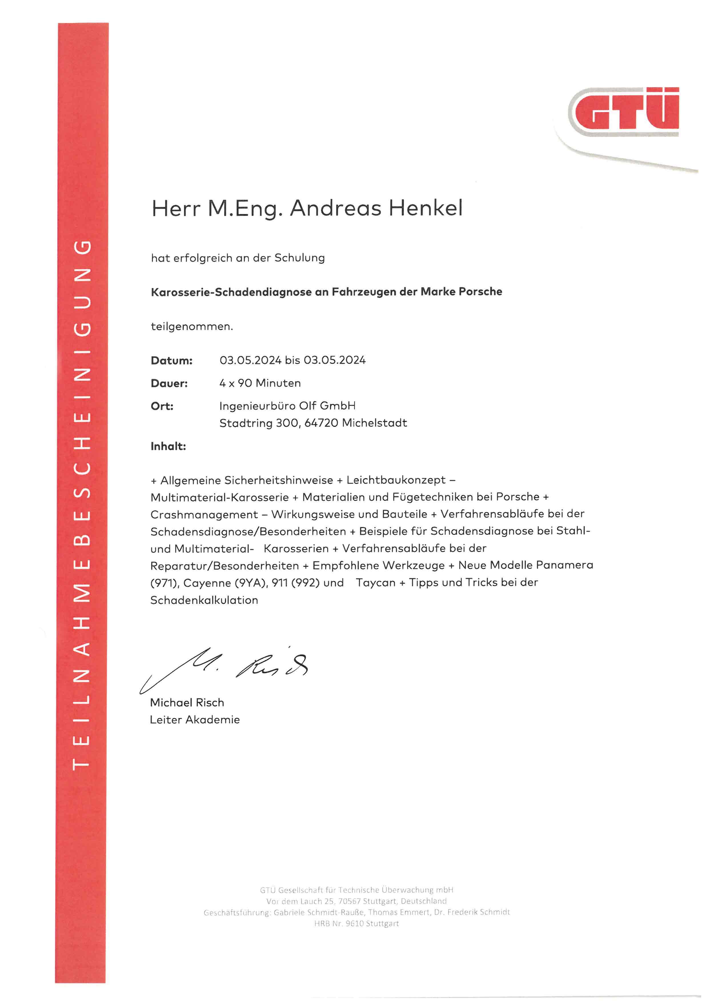 GTÜ: Karosserie und Schadendiagnose an Marke Porsche